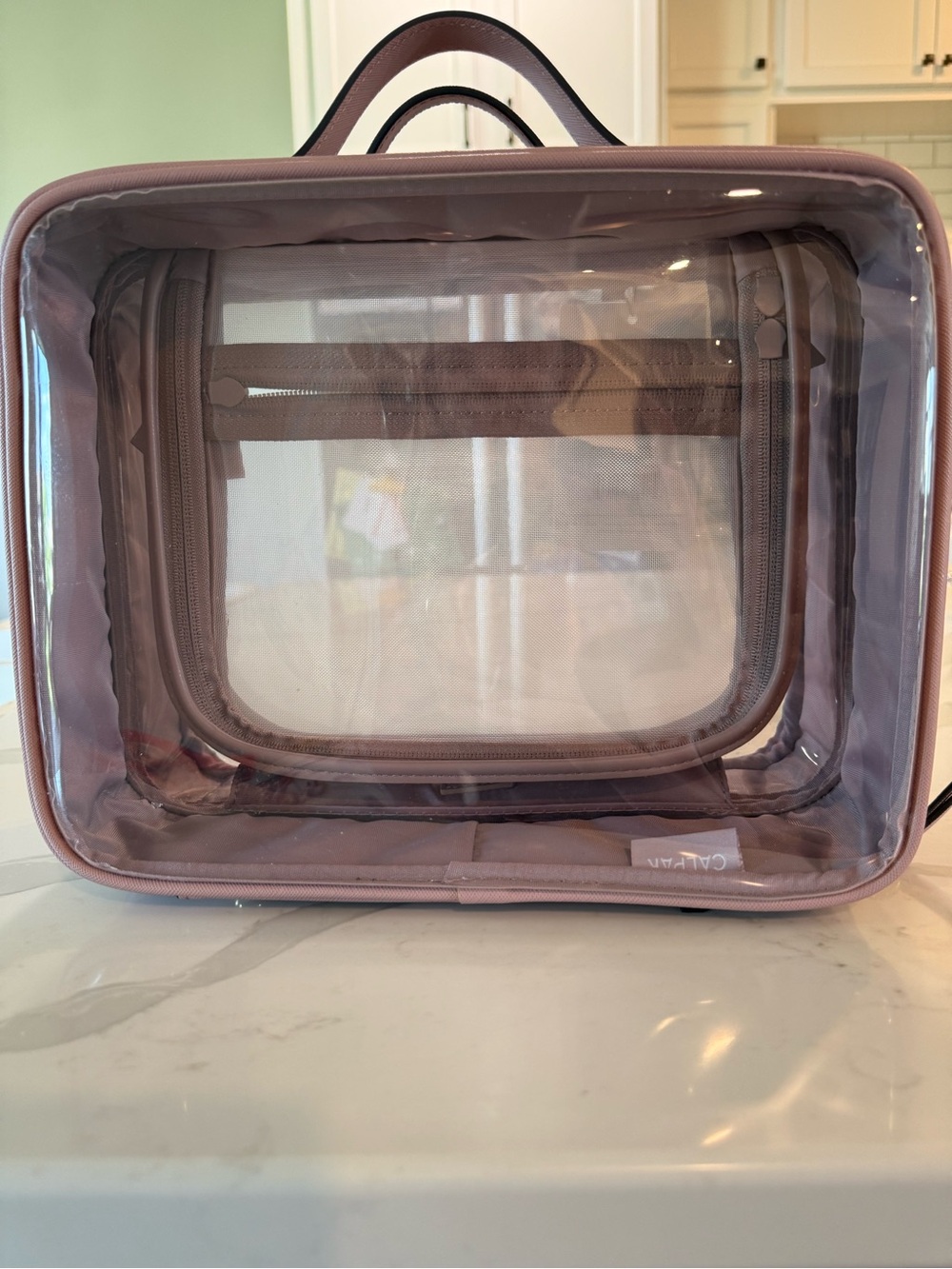 Calpak Clear Cosmetic Case with Blush Trim - Picture 3 of 4